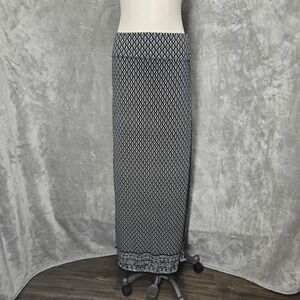 Studio M Black White Geometric Floral Maxi Skirt Convertible‎ Strapless Dress XS